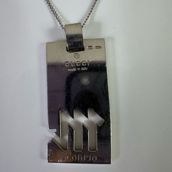 Gucci Vintage Scorpio Horoscope Necklace Sterling Silver 16”